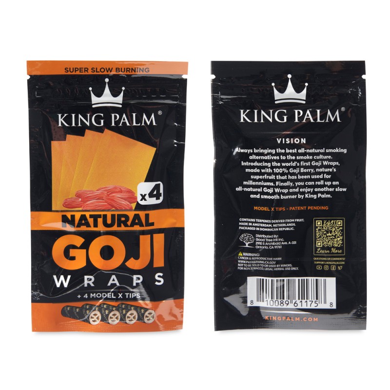 King Palm Goji Wraps 4pk w/ Tips Display 15CT, thc, , dry herb, flower